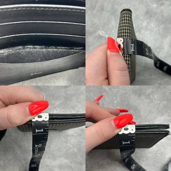 Dior Homme Black Houndstooth Bifold Wallet Canvas Leather Trim - Picture 13 of 15